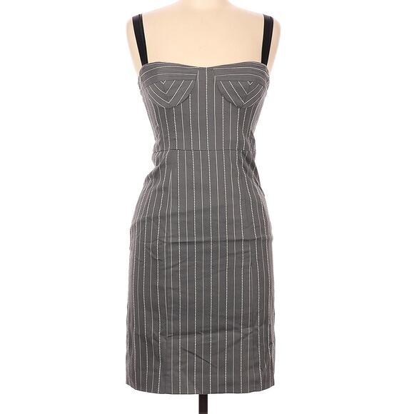 Nanette Lepore Stray Cat Pinstripe Bustier Dress Size 2 Bodycon Sleeveless - Picture 2 of 10
